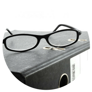 binder with glasses 